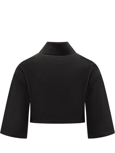 Palm Angels Black Logo Cropped Polo In Black