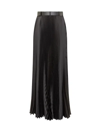 Peter Do Pleated Tech Open Skirt W/ Leather Belt In Black