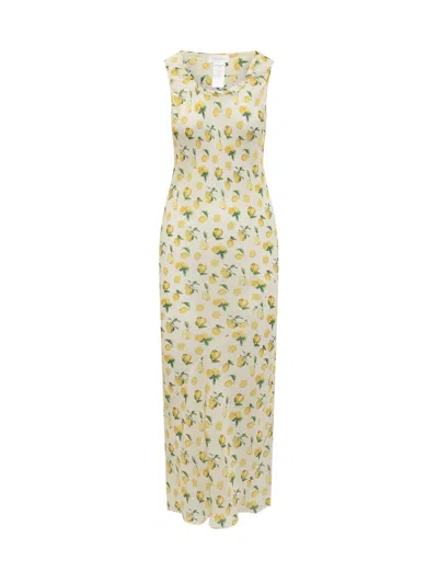 Sportmax Tonale Printed Silk Maxi Dress In Yellow