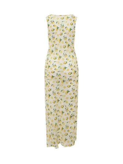 Sportmax Tonale Printed Silk Maxi Dress In Yellow