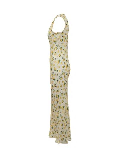 Sportmax Tonale Printed Silk Maxi Dress In Yellow