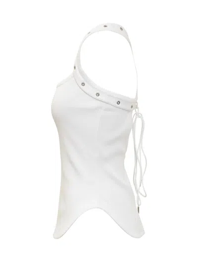 Attico Cotton Studded-strap Tank Top In White