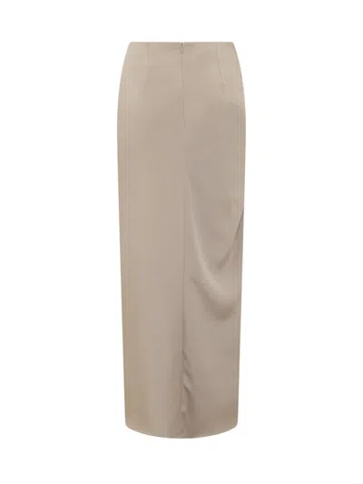 The Mannei Womens Mid Calf Ruched Midi Skirt In Beige
