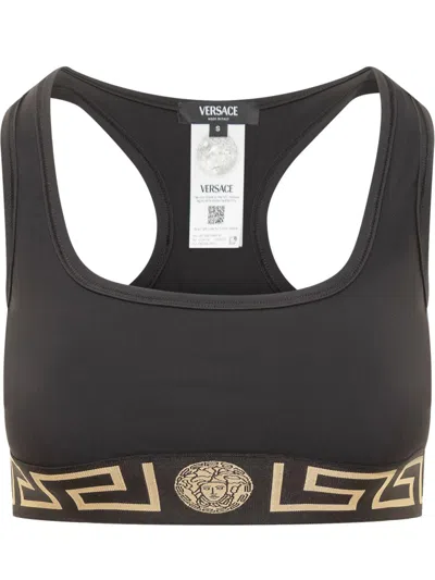 Versace Jersey Top With Topeka Bi-stretch Organic Cotton In Black