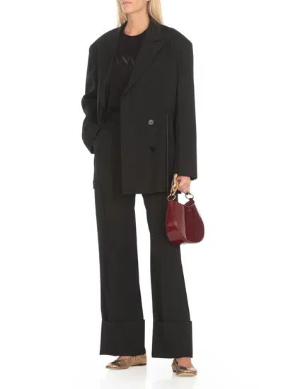 Lanvin Drawstring Waist Deconstructed Jacket In Black