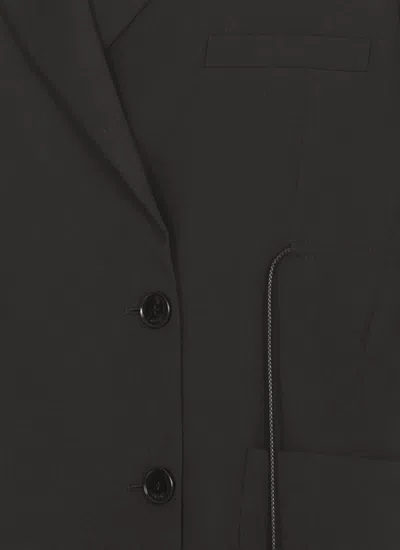 Lanvin Drawstring Waist Deconstructed Jacket In Black