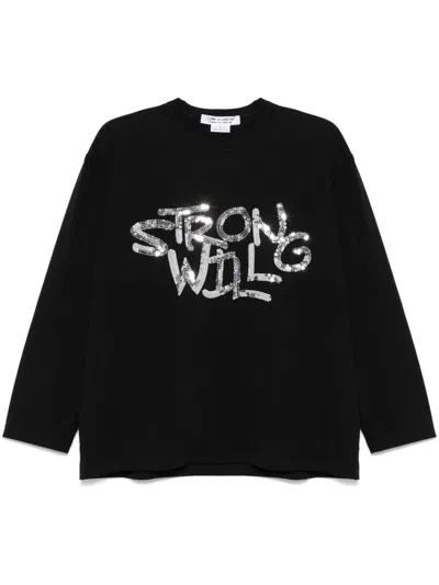 Comme Des Garçons Sequin-embellished T-shirt In Black