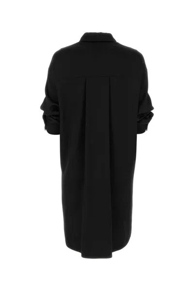 Loewe Abito Chemisier In Raso Nero  Donna In Black