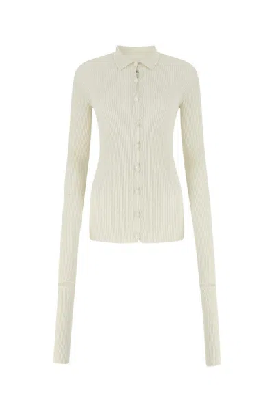 Quira Chalk Cotton Blend Cardigan In White