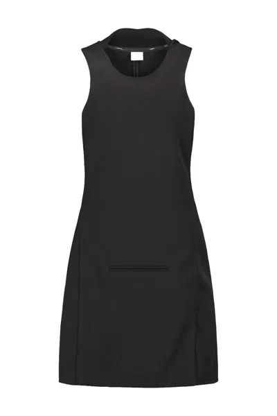 Courrèges Oblique Space Hooded Dress In Black