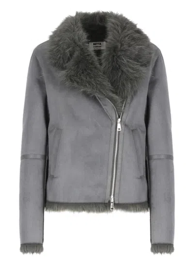 Betta Corradi Synthetic Fur Coat In Grey