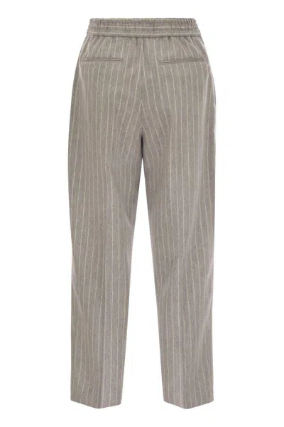 Pt Torino Daisy - Wool And Cashmere Pinstripe Pants In Grey