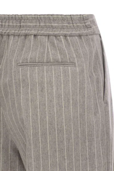 Pt Torino Daisy - Wool And Cashmere Pinstripe Pants In Grey