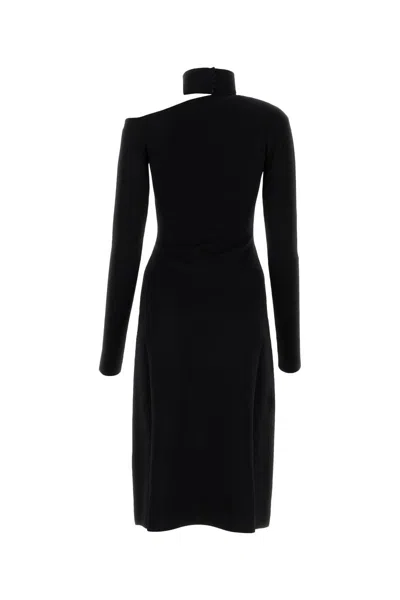 Ferragamo Midi Black Dress With Cut-out And Long Sleeve In Viscose Blend Woman In Black