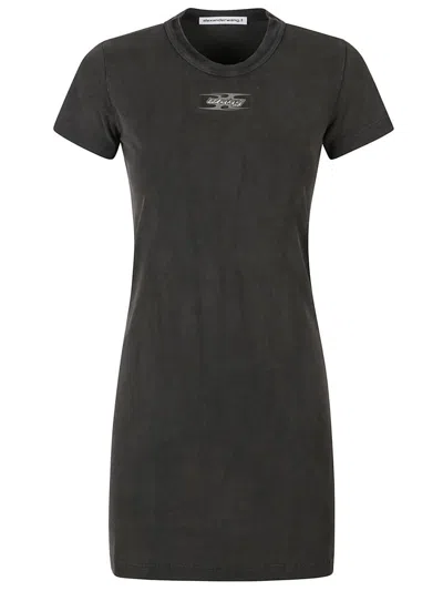 Alexander Wang 'mini Dress With Embossed Logo In Green