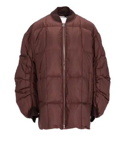 Lempelius Quilted Down Zip-up Jacket In Brown