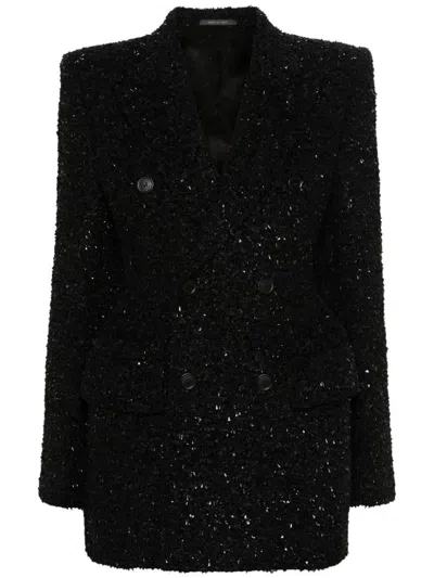 Balenciaga Women's Tweed Button Up Jacket In Black