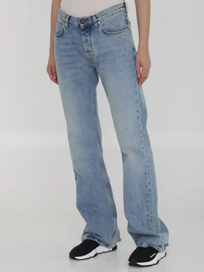 Balenciaga Women Low Waist Straight Jeans In Blue