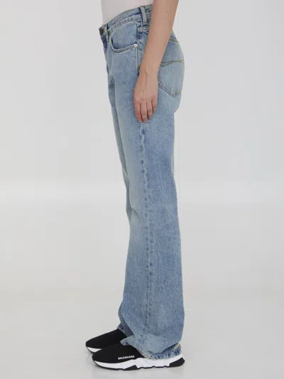 Balenciaga Women Low Waist Straight Jeans In Blue