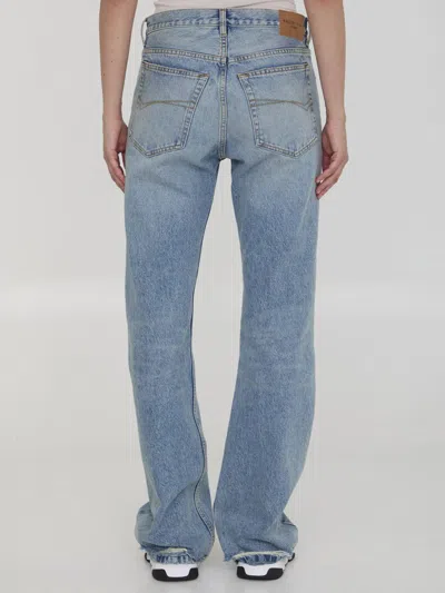Balenciaga Women Low Waist Straight Jeans In Blue