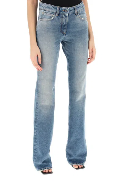 Off-white Bootcut Jeans In Celeste