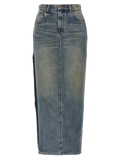 R13 Devon Side Slit Skirts Blue In Blue