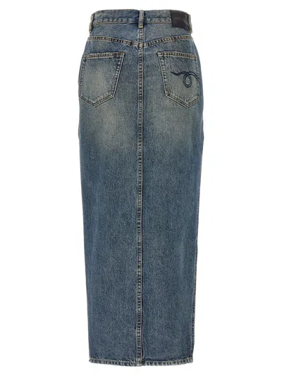 R13 Devon Side Slit Skirts Blue In Blue