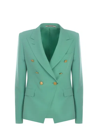 Tagliatore Long Sleeved Lapel Suit Jacket In Verde Acqua