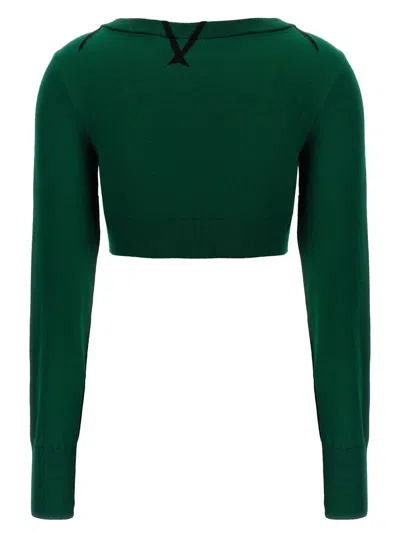 Burberry Check Cotton Knit Long Sleeve Sweater In Green