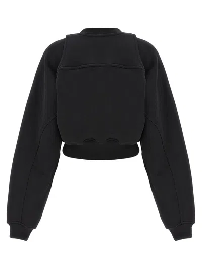 Off-white Cotton Sweatshirt With Frontal Logo In White/black