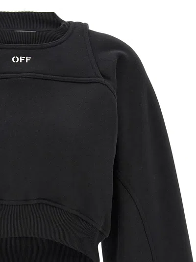 Off-white Cotton Sweatshirt With Frontal Logo In White/black