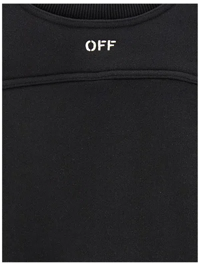 Off-white Cotton Sweatshirt With Frontal Logo In White/black