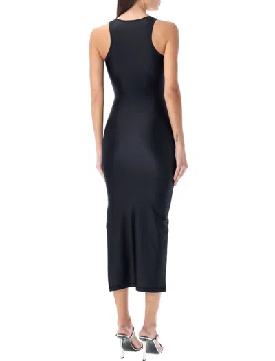 Coperni Embellished Satin-jersey Midi Dress In Black