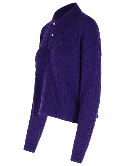 Shop Polo Ralph Lauren Purple Cashmere Blend Polo Shirt