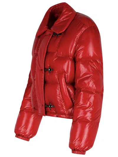 Fay 3 Hooks Cropped Down Jacket In Red