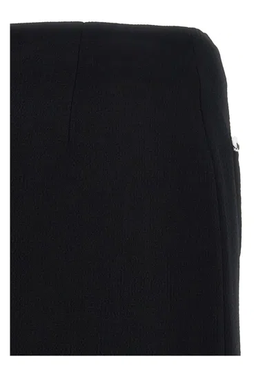 Moschino Heart-button Crepe Skirt With Grosgrain Detail In Black