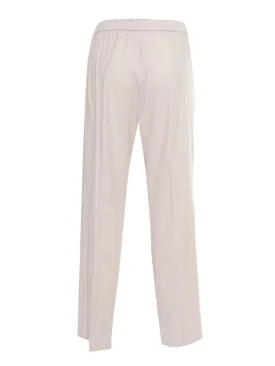 Fabiana Filippi Flannel Jogging Trousers With Front Creasand Filo Diam In Beige