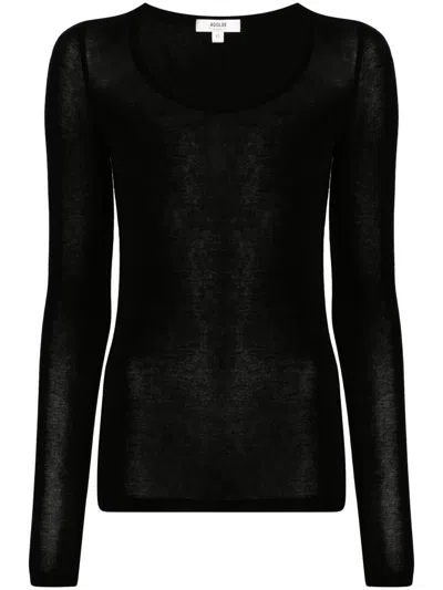 Agolde Scoop-neck Lyocell-blend Jumper In Black