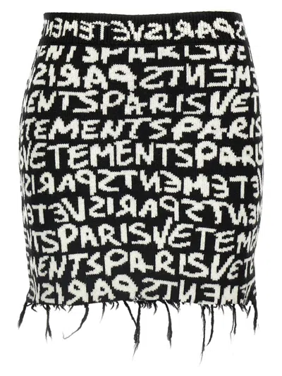 Vetements Paris Monogram High-waisted Mini Skirt In Multicolor
