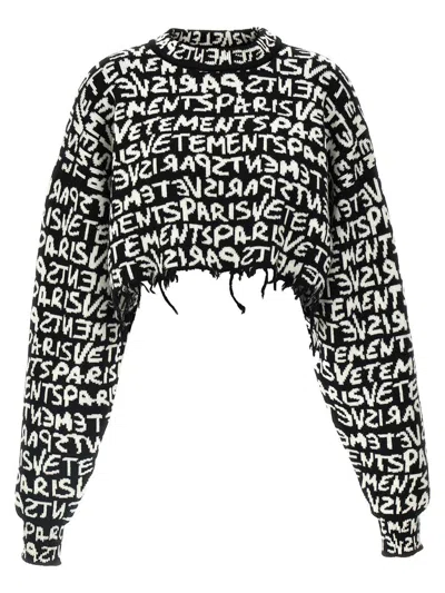 Vetements Paris Monogram Cropped Sweater In Multicolor