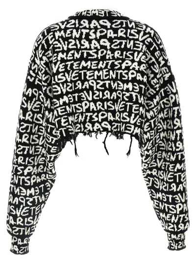 Vetements Paris Monogram Cropped Sweater In Multicolor