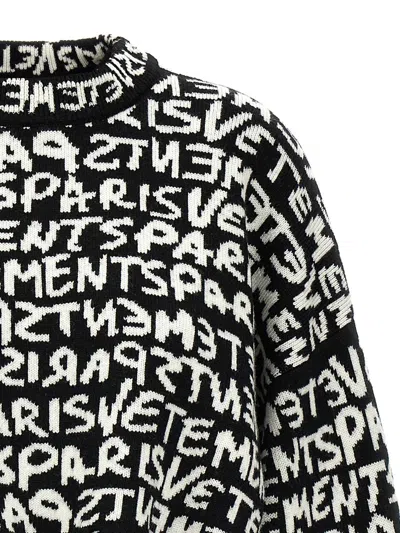Vetements Paris Monogram Cropped Sweater In Multicolor