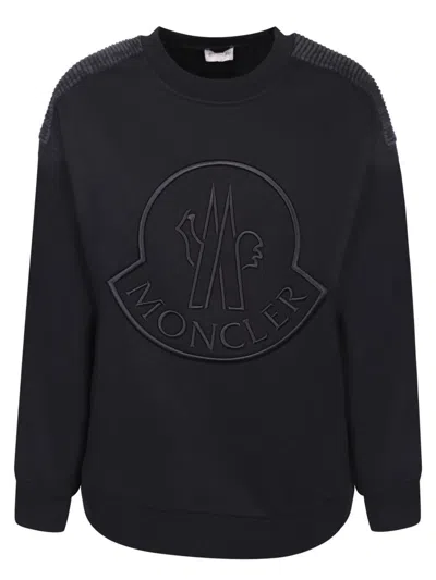 Moncler Rhinestone-embellished Logo Sweatshirt In Black