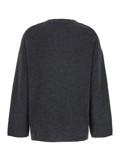 Allude Grey Relaxed Crewneck Sweater In Grey