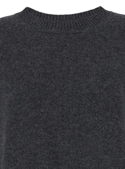 Allude Grey Relaxed Crewneck Sweater In Grey