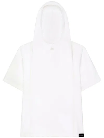 Courrèges White Cotton Hoodie T-shirt In White