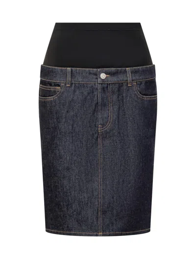 Coperni Blue Hybrid Denim Midi Skirt In Blue