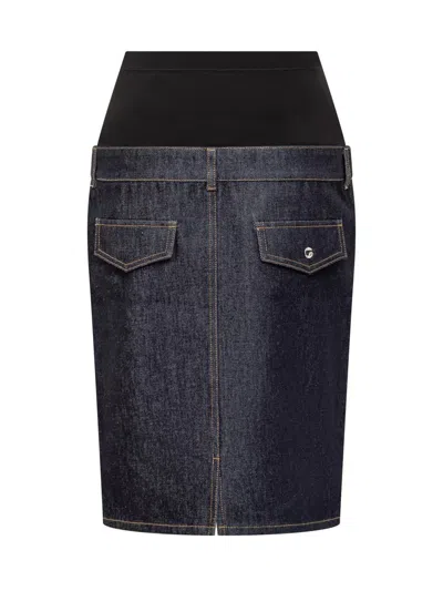 Coperni Blue Hybrid Denim Midi Skirt In Blue