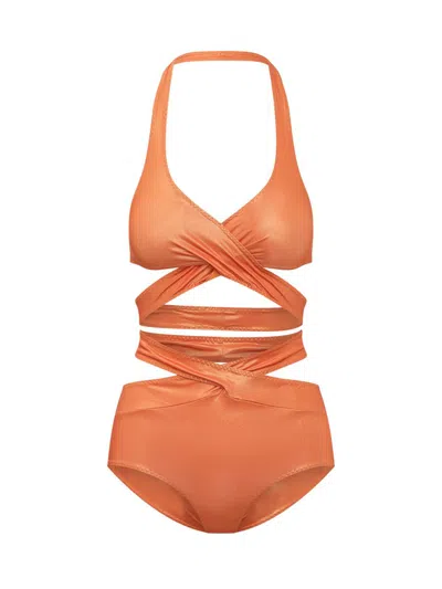 Alessandro Vigilante Strap-fastening Bikini In Orange