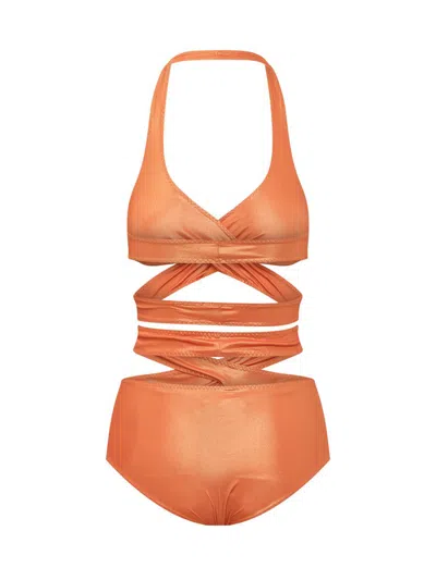 Alessandro Vigilante Strap-fastening Bikini In Orange